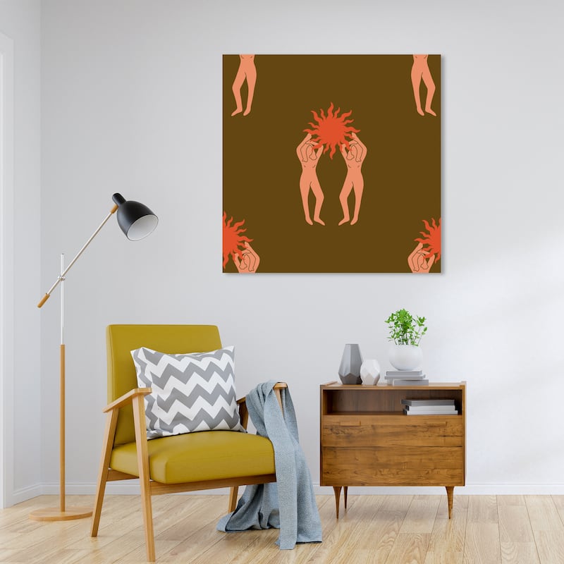 Wynwood Studio Canvas People and Portraits Sunstars Girls Brown and Dark Orange Modern & Contemporary Wall Art Canvas Print - 30 x 30