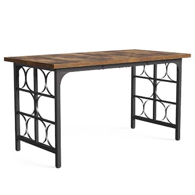 55 Inch Large Computer Desk, Industrial Office Desk with Metal Frame