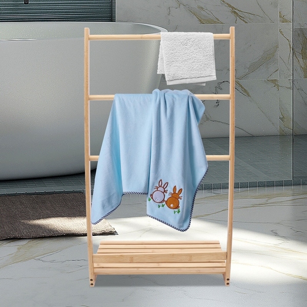 Bamboo Freestanding 3 Tiers Towel Rack Bathroom Towel Stand On