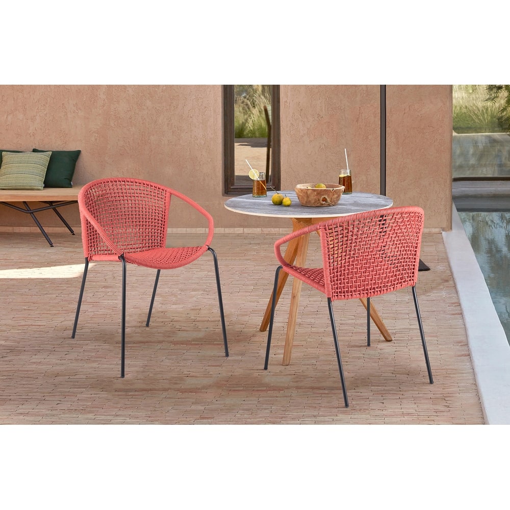 Snack Modern Rope Woven Outdoor Patio Stackable Dining Chairs - Set of 2