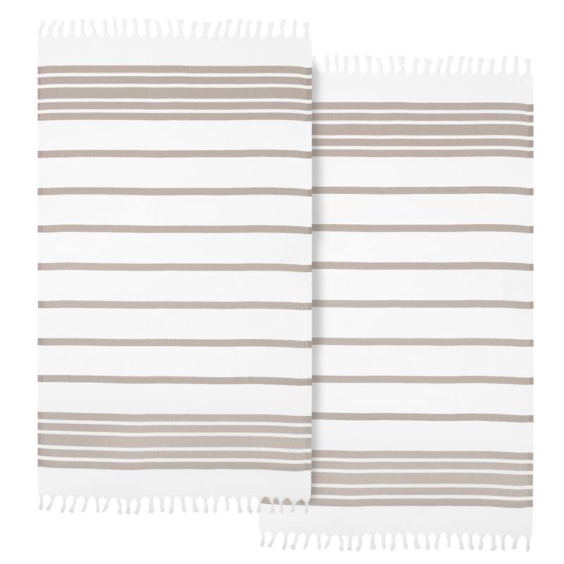 Authentic Hotel and Spa Turkish Cotton Herringbone Pestemal Beach Towel (Set of 2)