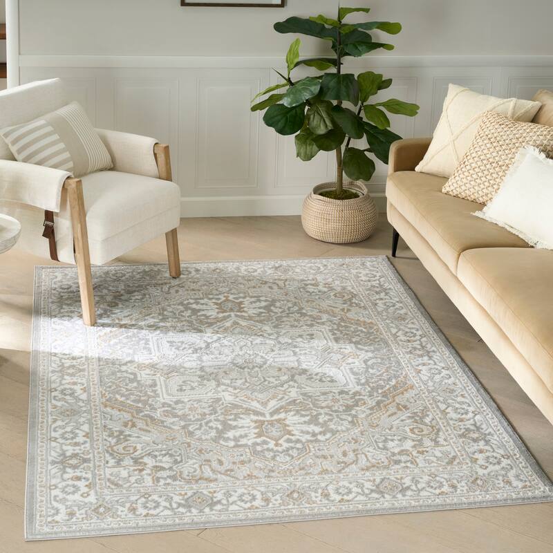 Nourison Dekor Indoor only Persian Area Rug - Light/Grey - 4' x 6'