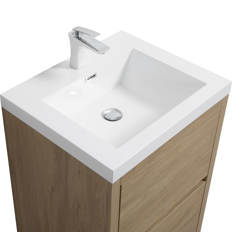 24" Bathroom Vanity with Stone Resin Countertop and Soft Close Drawers