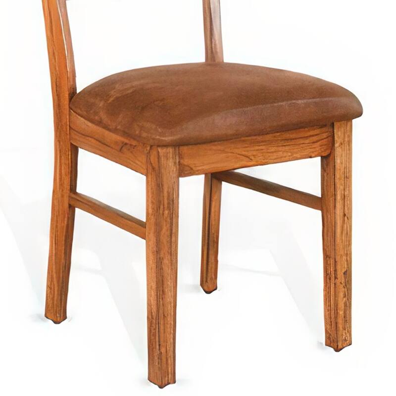 Oak Brown/Brown Faux Leather Upholstered Wood Frame Dining Chair, Set of 2, Sturdy Dining Chair for Dining Rooms - 15.5