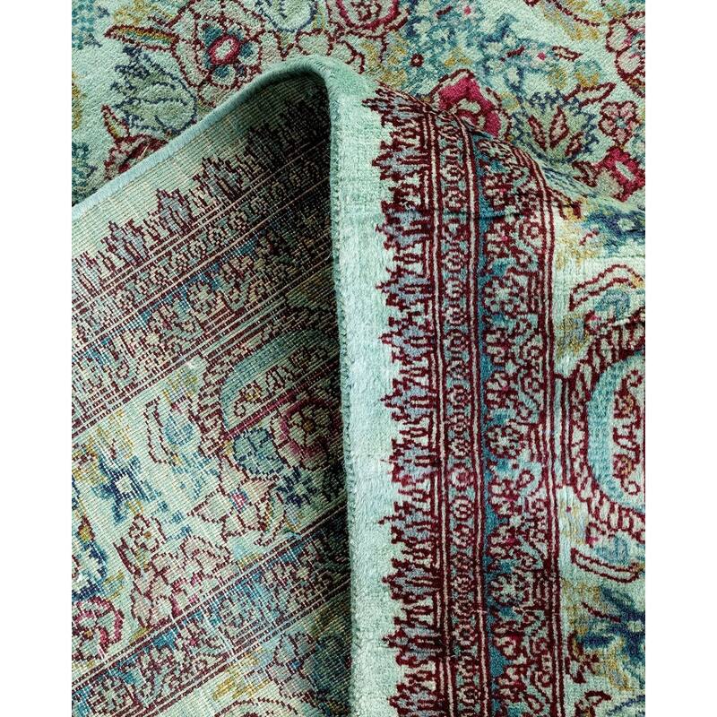 Overton Hand Knotted Wool Vintage Inspired Modern Contemporary Overdyed Blue Area Rug - 4' 1" x 6' 7"