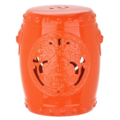 SAFAVIEH Drusiana Dragon Coin Orange Ceramic Decorative Garden Stool