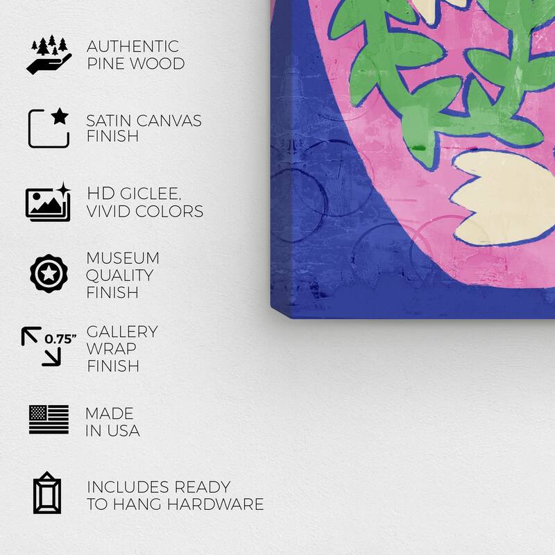 Wynwood Studio Canvas Floral and Botanical Floral Vase Blue Purple and Modern & Contemporary Wall Art Canvas Print
