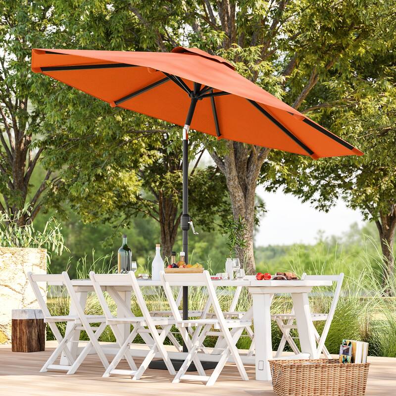 BONOSUKI Patio 9FT Market Umbrellas and Shade, Table Umbrella for Patio and Outdoor With Tilt Button, Anthracite Gray