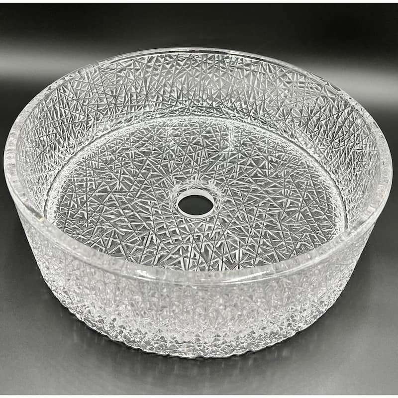 Stadium 16" & 14" Round Basin Glass Bathroom Vessel Sink