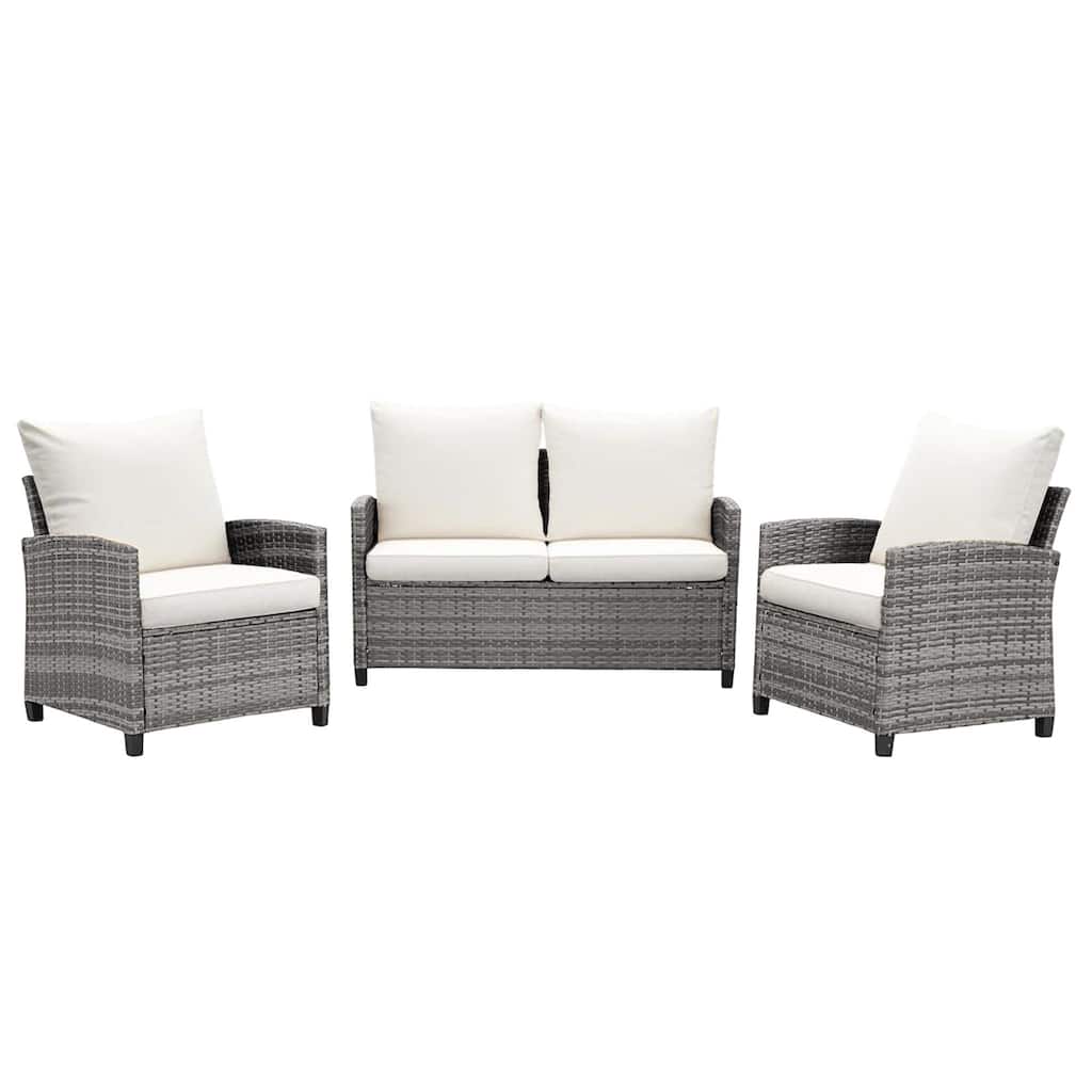 4-Piece Outdoor Wicker Patio Seating Sofa, 1 Love-seat and 2 Single Sofa