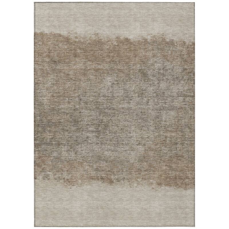 Machine Washable Indoor/Outdoor Border Ombre Chantille Rug