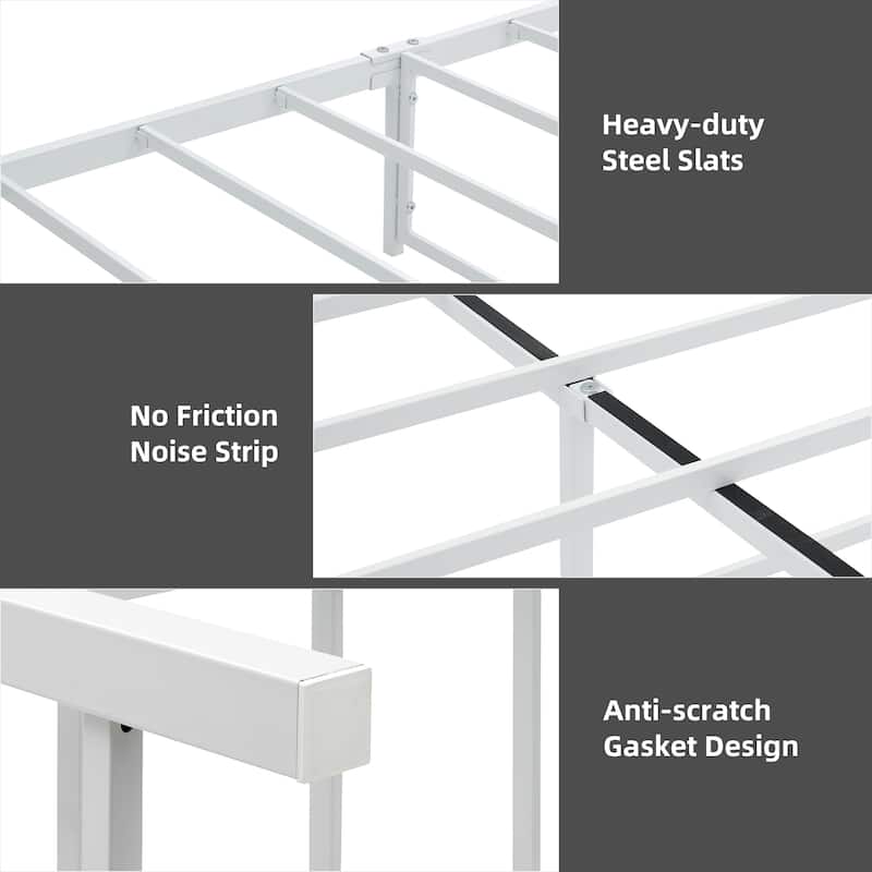 Platform Bed Frame with Headboard, Footboard, 4 Storage Drawers on Wheels