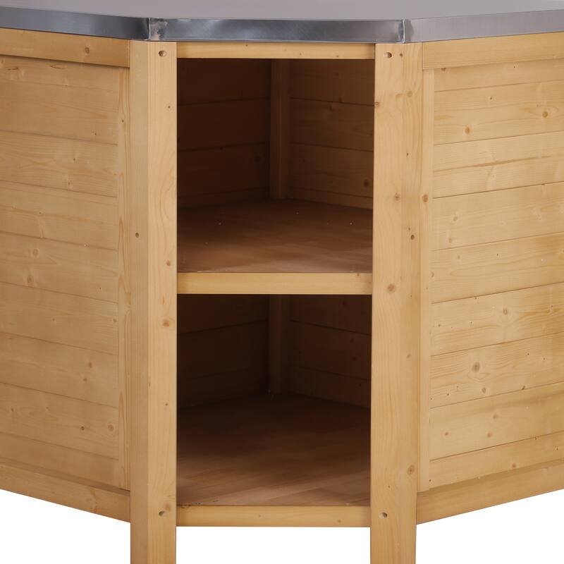 Modular Outdoor Kitchen Island Set, 100% Solid Wood BBQ Cabinet , Patio Kitchen Bar Table