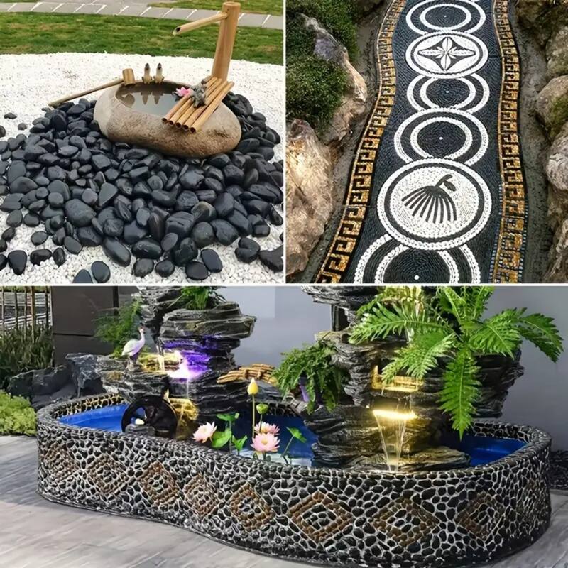 Anmytek Polished Black River Rocks, Smooth Glossy Pebbles for Vases, Candle Holders, Potted Plants, Garden Pathways