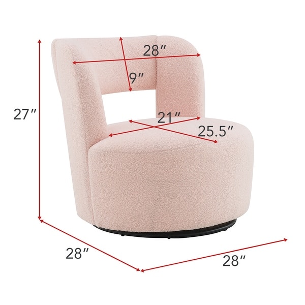dimension image slide 2 of 3, Swivel Barrel Chair with Soft Teddy Fabric, Comfy Round Accent Chair for Living Room