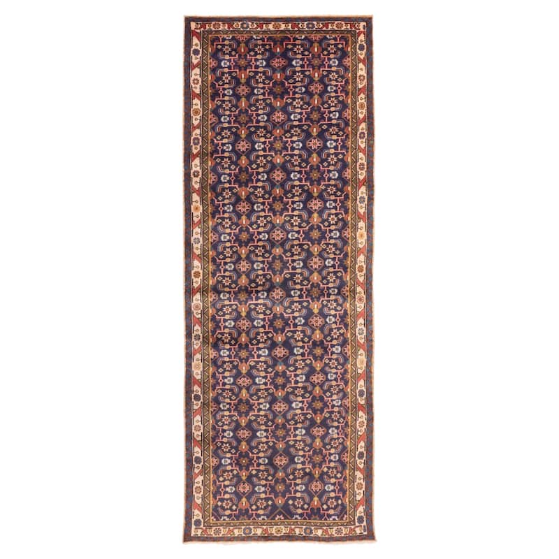 ECARPETGALLERY Hand-knotted Andelz Dark Navy Wool Rug - 3'3 x 9'1