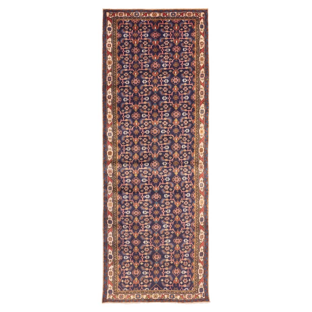 ECARPETGALLERY Hand-knotted Andelz Dark Navy Wool Rug - 3'3 x 9'1
