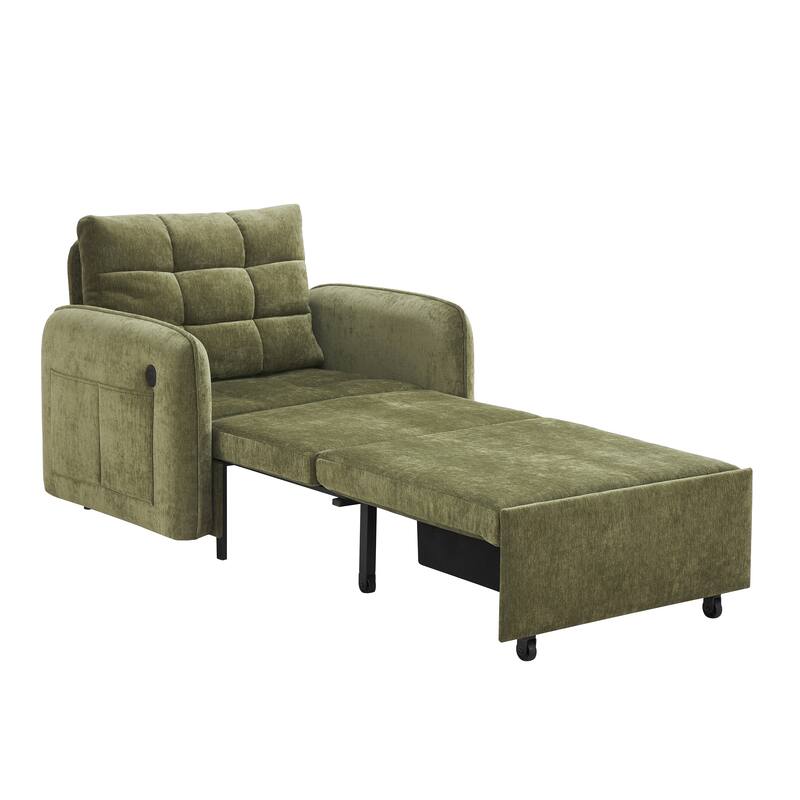 3-in-1 Multi-functional Tufted Chenille Lounge with Storage Space by Harper&Bright Designs