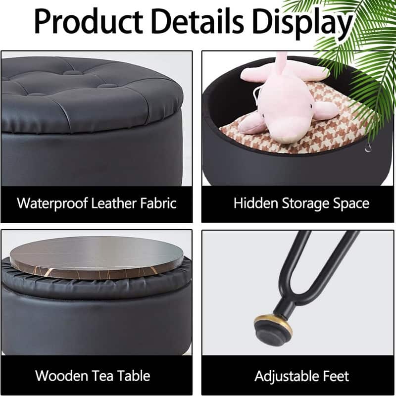 Storage Round Ottoman Multifunctional