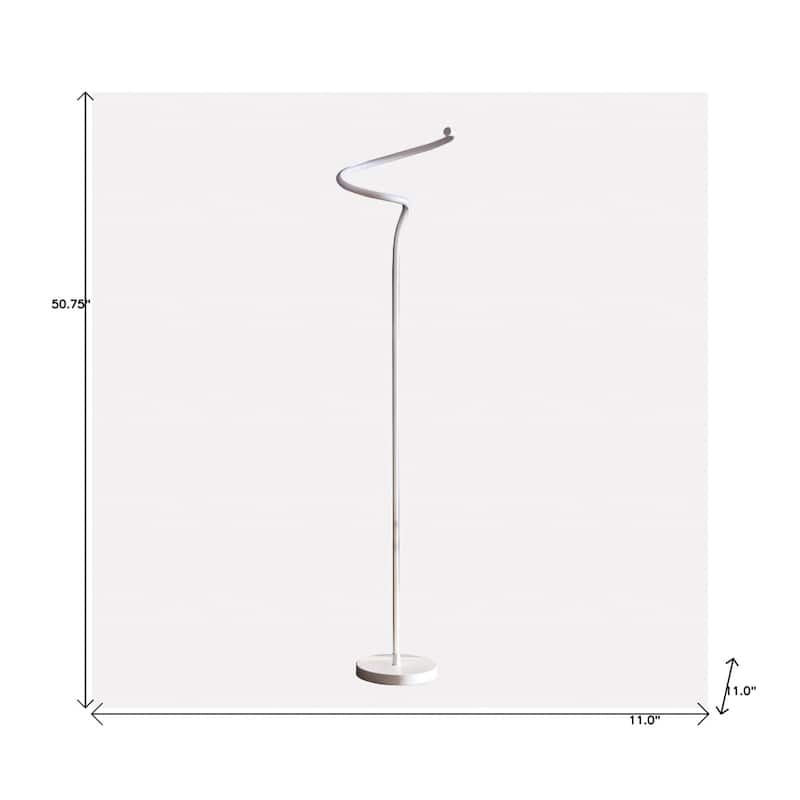 White Aluminum LED Floor Lamp with Integrated Bulb and Inline Switch - 11” x 11” x 50.75” (D x W x H)