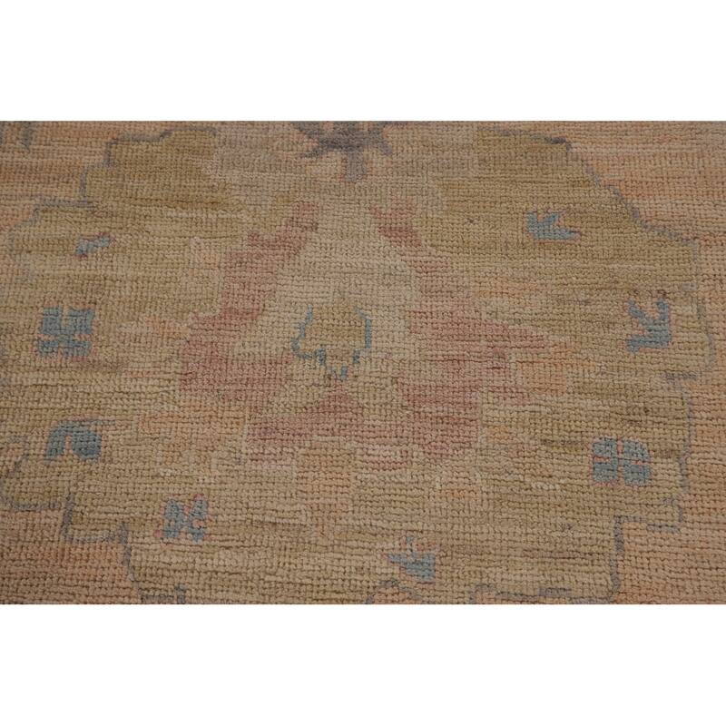 Vegetable Dye Oushak Turkish Area Rug Hand-Knotted Orange Wool Carpet - 10'6"x 13'10"