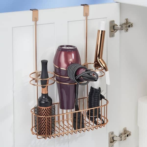 mDesign Over Cabinet Door Hair Care & Styling Tool Storage Basket  X  5 - Overstock - 34173272