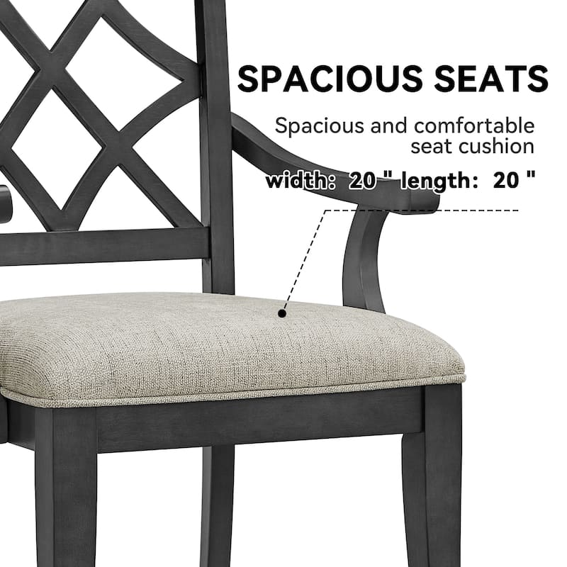 Mid Century Retro Upholstered Arm Dining Chairs set of 2, with Solid Rubber Wood Frame