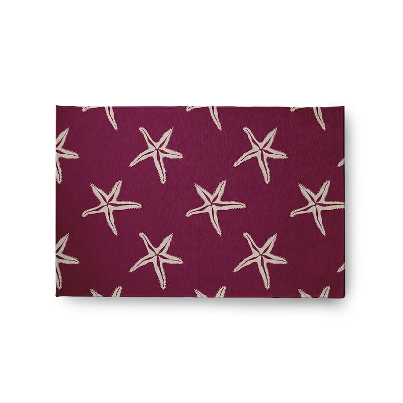 Starfish Beach Style Chenille Area Rug - Maroon Red - 24" 36"
