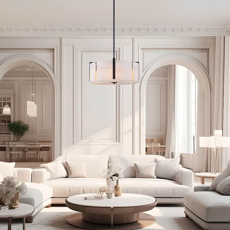 Starsky 4-Light Natural Alabaster Drum Chandelier