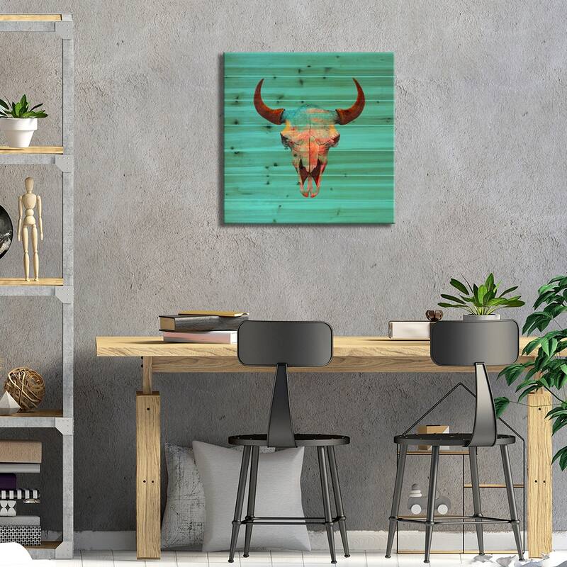 Turquoise Sky Print On Wood by Terry Fan - Multi-Color