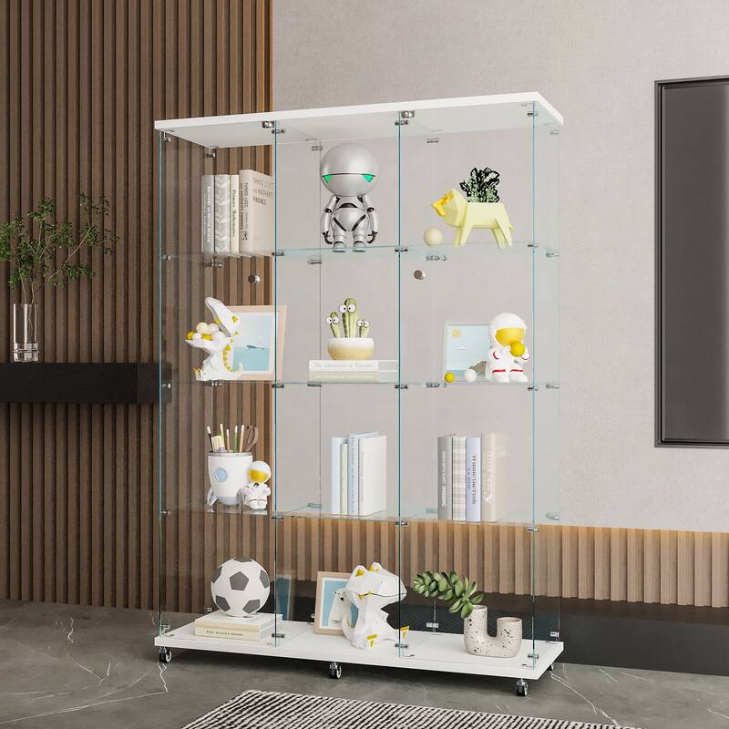 Glass Display Cabinet with 4 Shelves Extra Large, Curio Cabinets