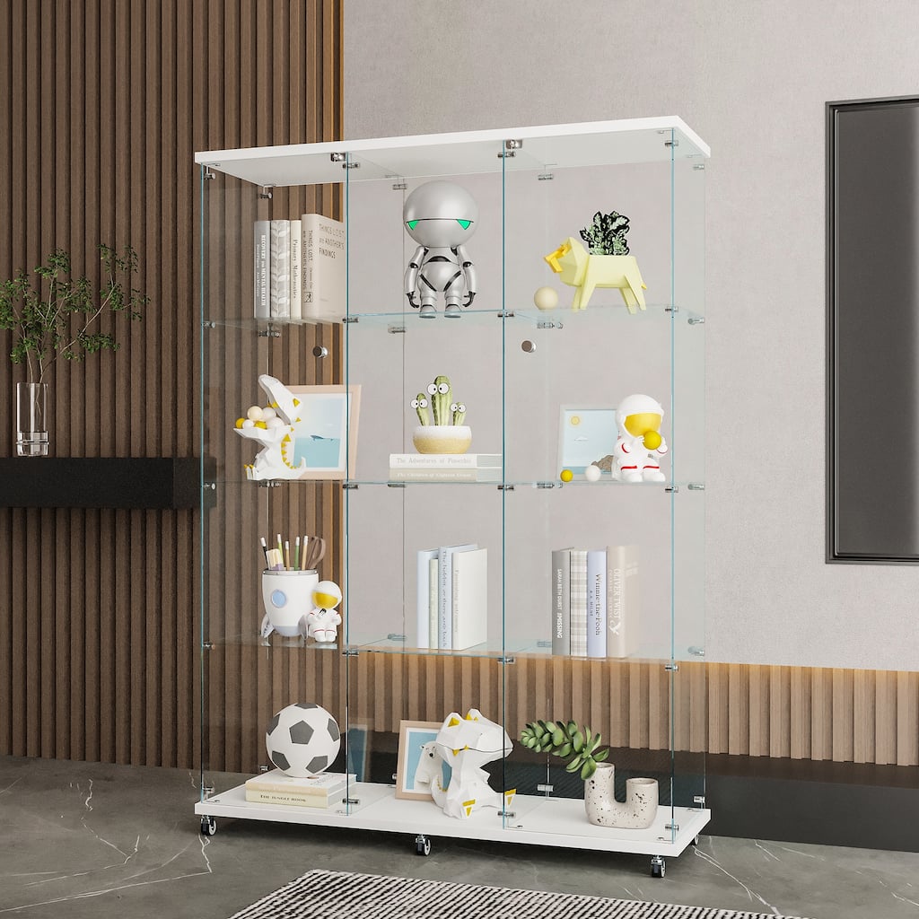 Glass Display Cabinet with 4 Shelves Extra Large, Curio Cabinets