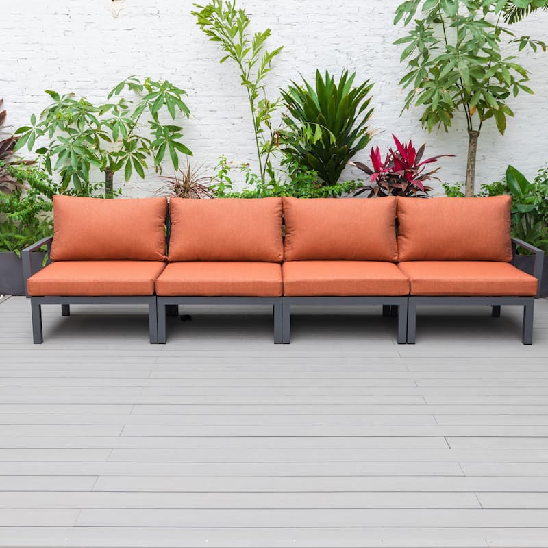 Hamilton 4-Piece Outdoor Conversation Set - Rust-Proof Aluminum Sofa & Armchairs - Weatherproof Cushions for Patio & Poolside