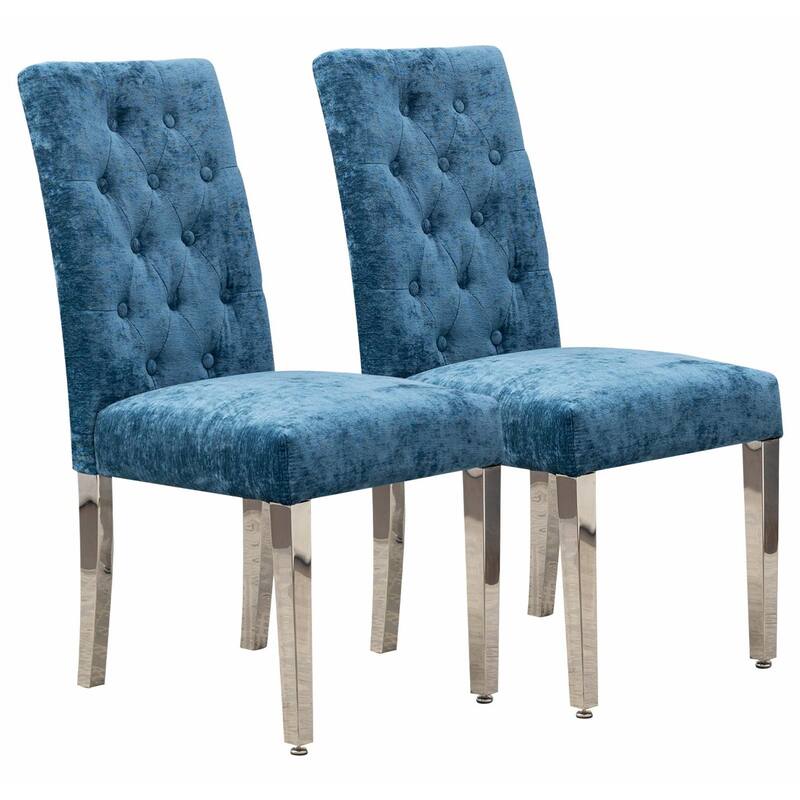 Luxury Chenille Dining Chairs - Ergonomic Design, Set of 2
