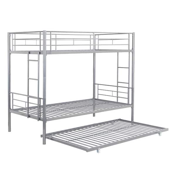 slide 2 of 9, Metal Bunk Bed With Trundle Silver