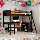 preview thumbnail 1 of 7, Full Size Loft Bed With Shelves and Desk For Home Espresso