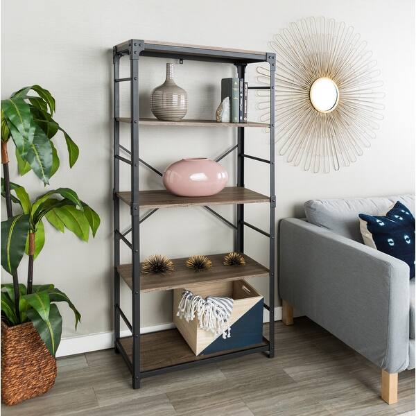 Shop Carbon Loft Minnie 64 Inch Angle Iron Bookshelf On Sale