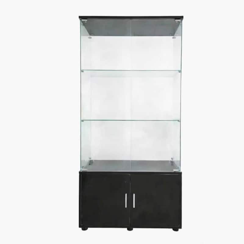 Double-door four-layer cabinet-style storage cabinet,display cabinet,wine cabinet,with remote-controlled lights,adjustable feet
