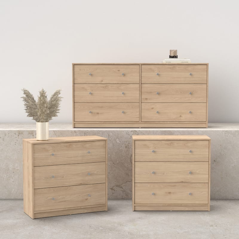 Porch & Den Zoe 3-Piece Bedroom Set - 6 Drawer Double Dresser And Chest Set Of 2 - Jackson Hickory