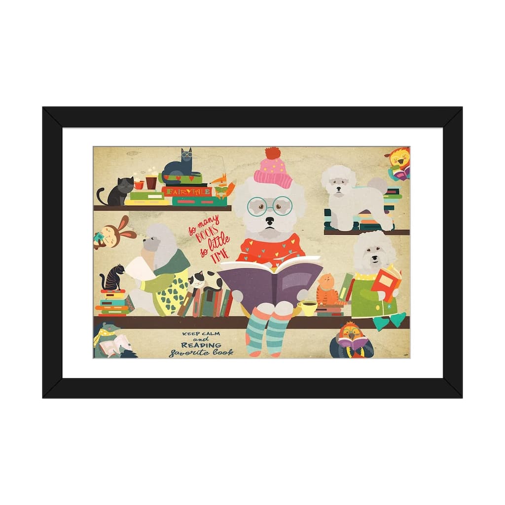 iCanvas "Bichon Frise Book Time" by Nobility Dogs
