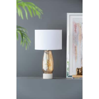A&B Home Table Lamp with Glass Frame & Marble Base