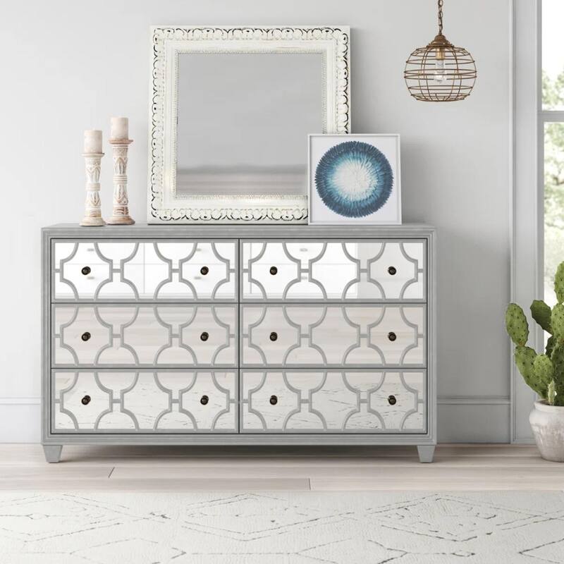 6-Drawer 64" Double Dresser - Antique White