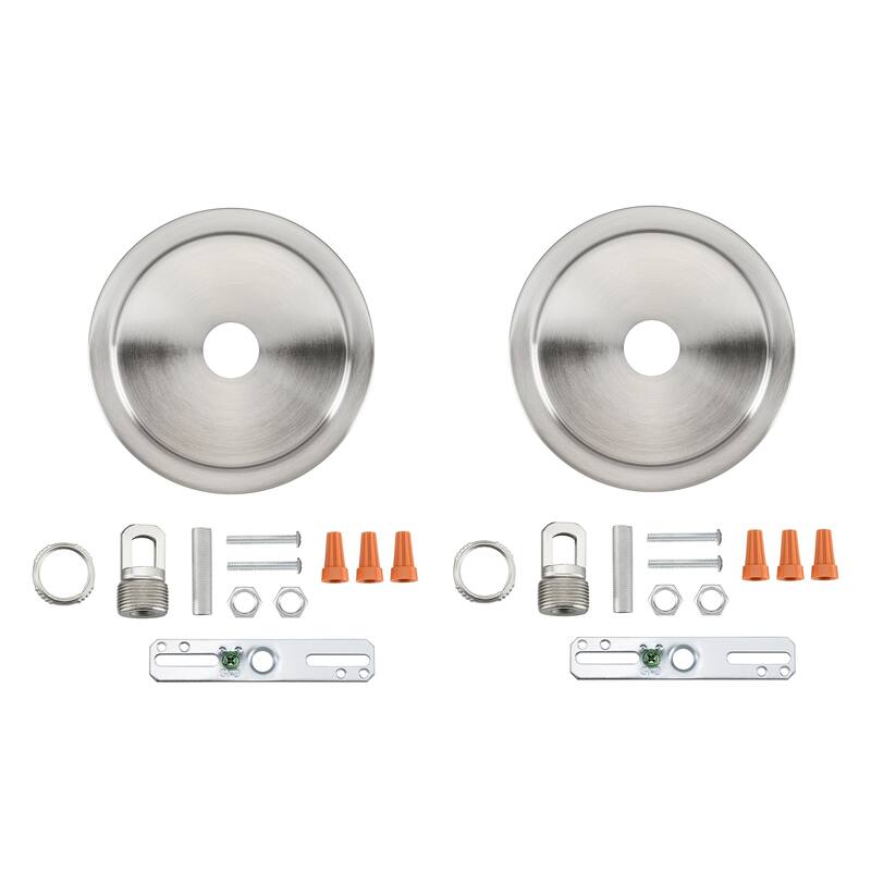 Aspen Creative Transitional Chandelier&Light Fixture Canopy Kit w/Collar Loop,Brushed Nickel,5-1/2" Diameter,1" Center Hole,2PK