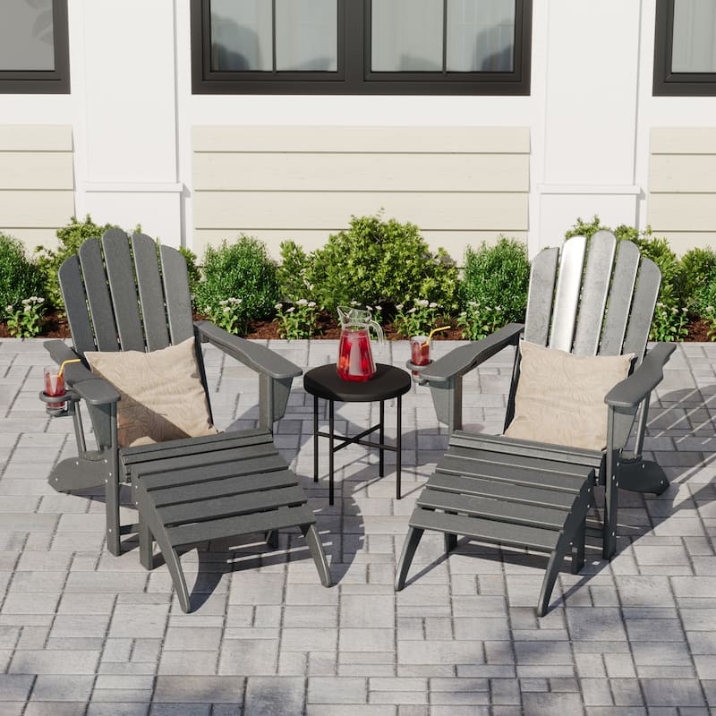 Aderson Outdoor Poly Adirondack Chair with Ottoman 4-Piece Set