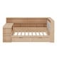preview thumbnail 10 of 8, Wood Daybed L-shaped Bookcase Bed with Under-Bed Drawers and Side Bookshelf, Platform Daybed with Desk and Padded Headboard