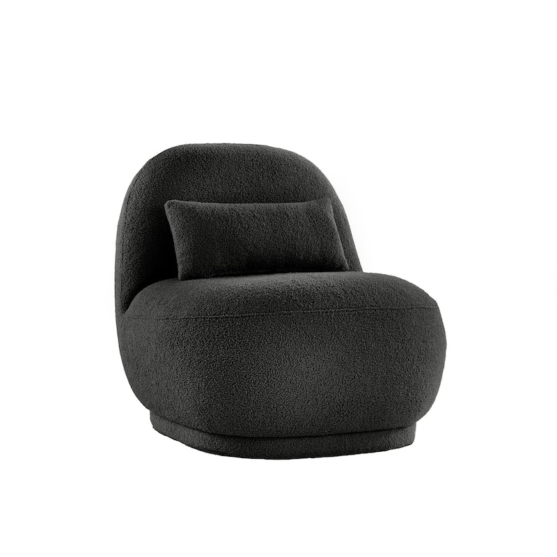 Willits Boucle Lounge Chair with Rounded Design and Lumbar Pillow by iNSPIRE Q Modern - Black