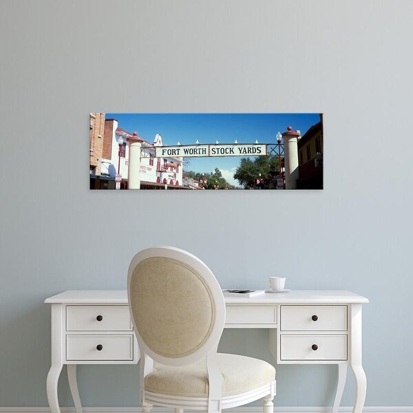 Easy Art Prints Panoramic Images's 'Signboard over a street, Fort Worth Stockyards, Fort Worth, Texas, USA' Canvas Art