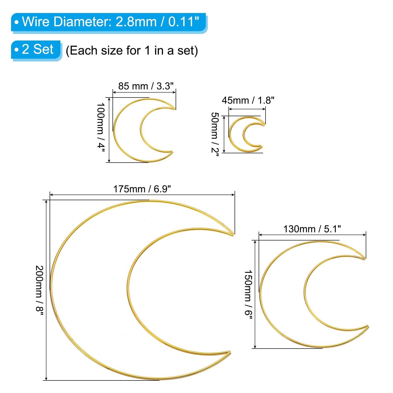 Orchip Metal Wreath Frame, Star/Heart/Moon/Triangle Wire Wreath Frames for DIY Wedding Spring or Garden Wreath, 8pcs/set, Silver