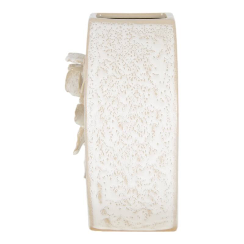 Ceramic Earthenware Textured Vase with Tapered Rim and Organic Pattern