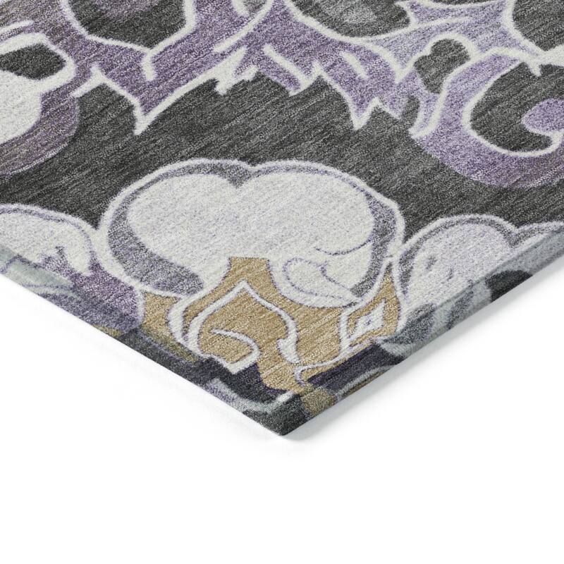 HomeRoots Damask Traditional Rectangle Outdoor Rug
